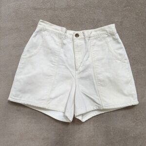 Windridge Mervyns Vintage Corduroy Shorts Off White Cream High Waist Cotton 34
